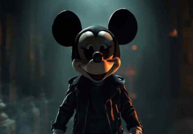 mickey mouse wearing a shady leather jacket film theory scene